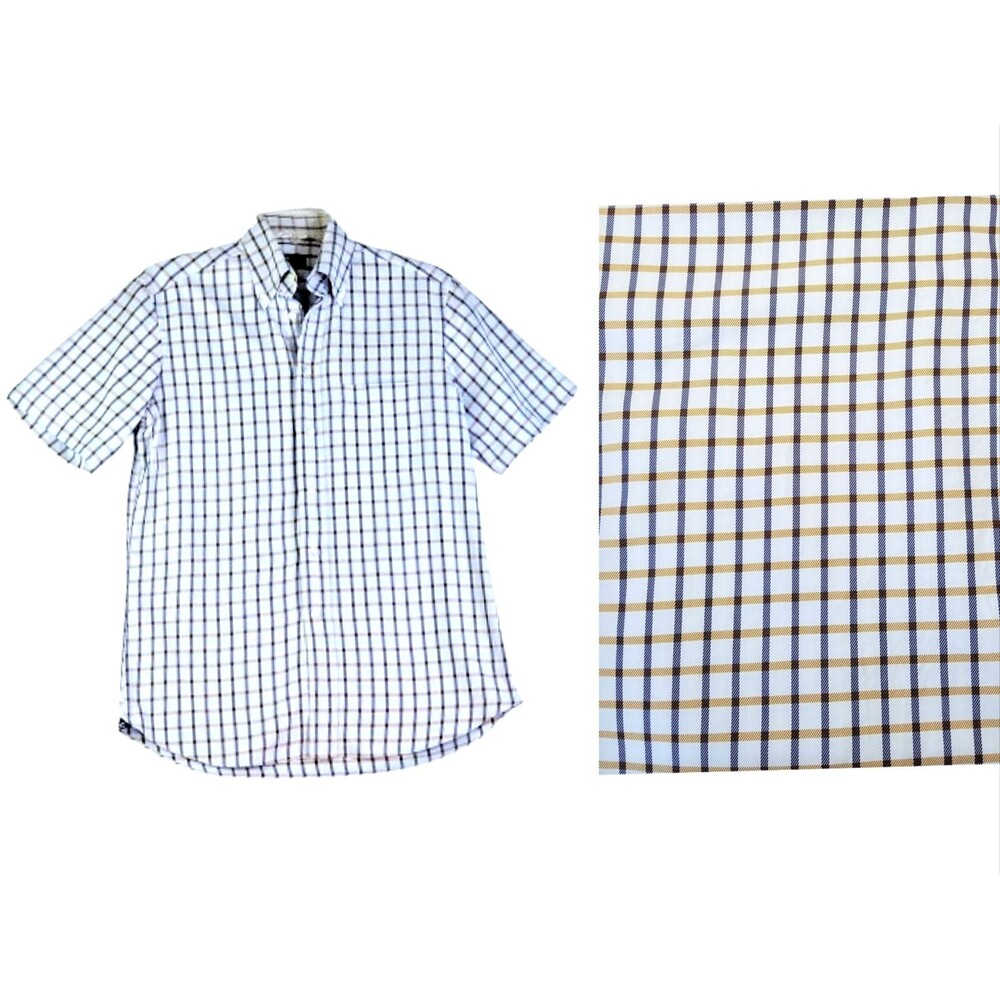FENICIA Blue Plaid Casual Button Down Shirt Sz 15 1/2 39 100% Cotton Italy